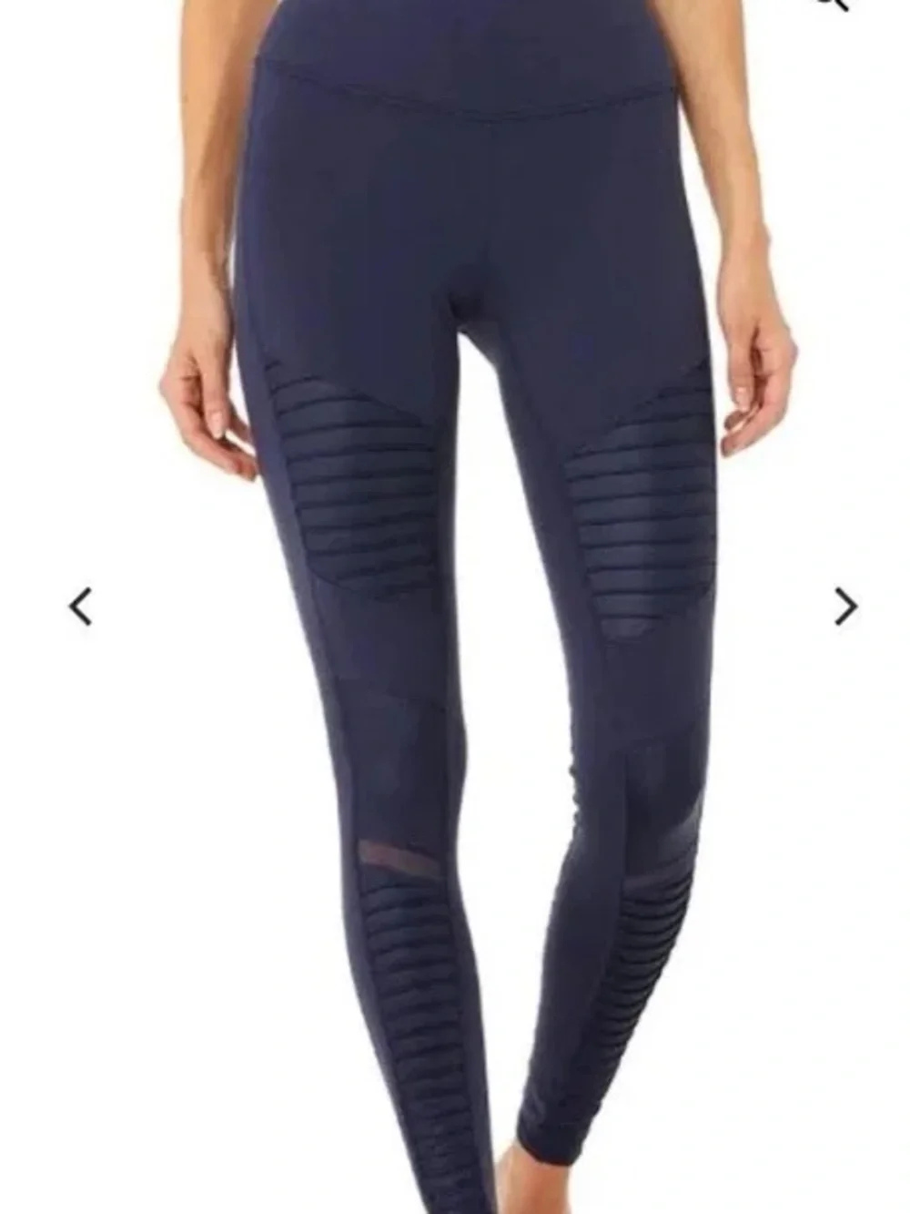 Alo High-Waist Navy Moto-Detail Leggings